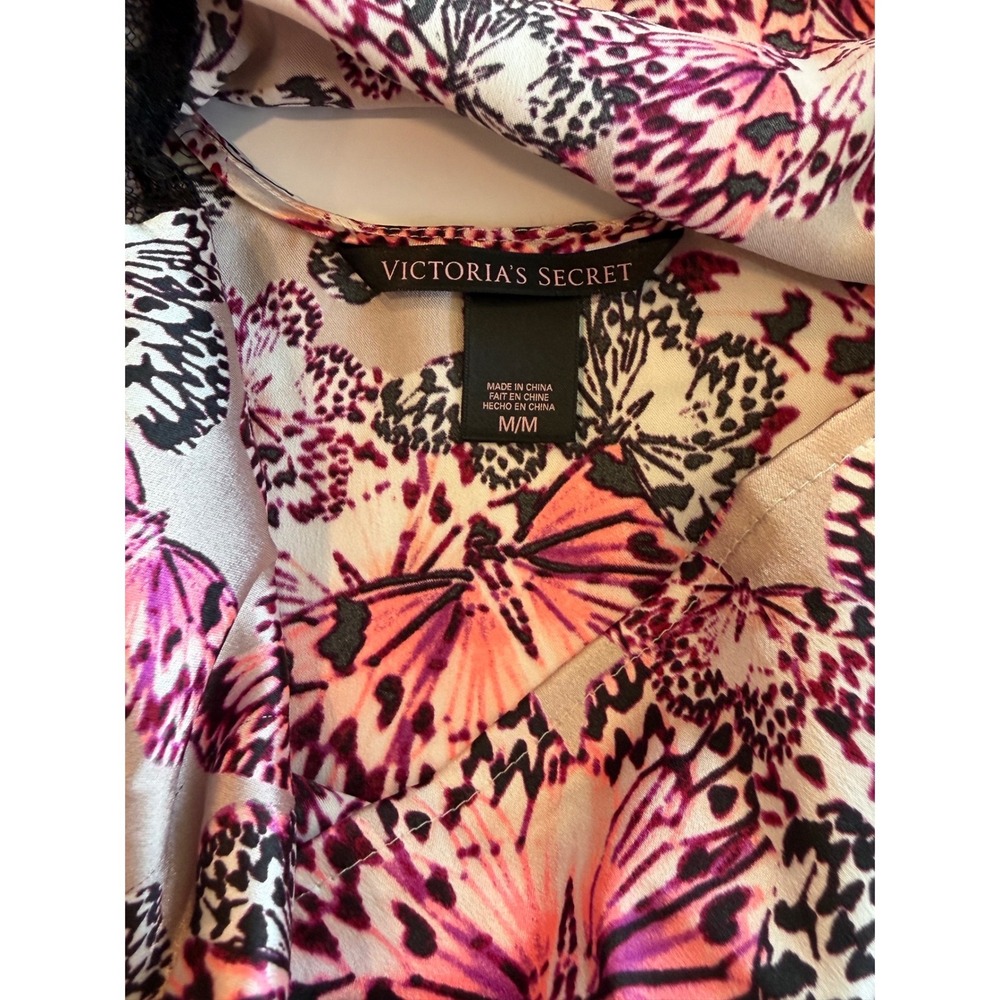 Victoria's Secret Butterfly Print Satin Lace Trim Caged Back Chemise Pink M - Picture 5 of 5